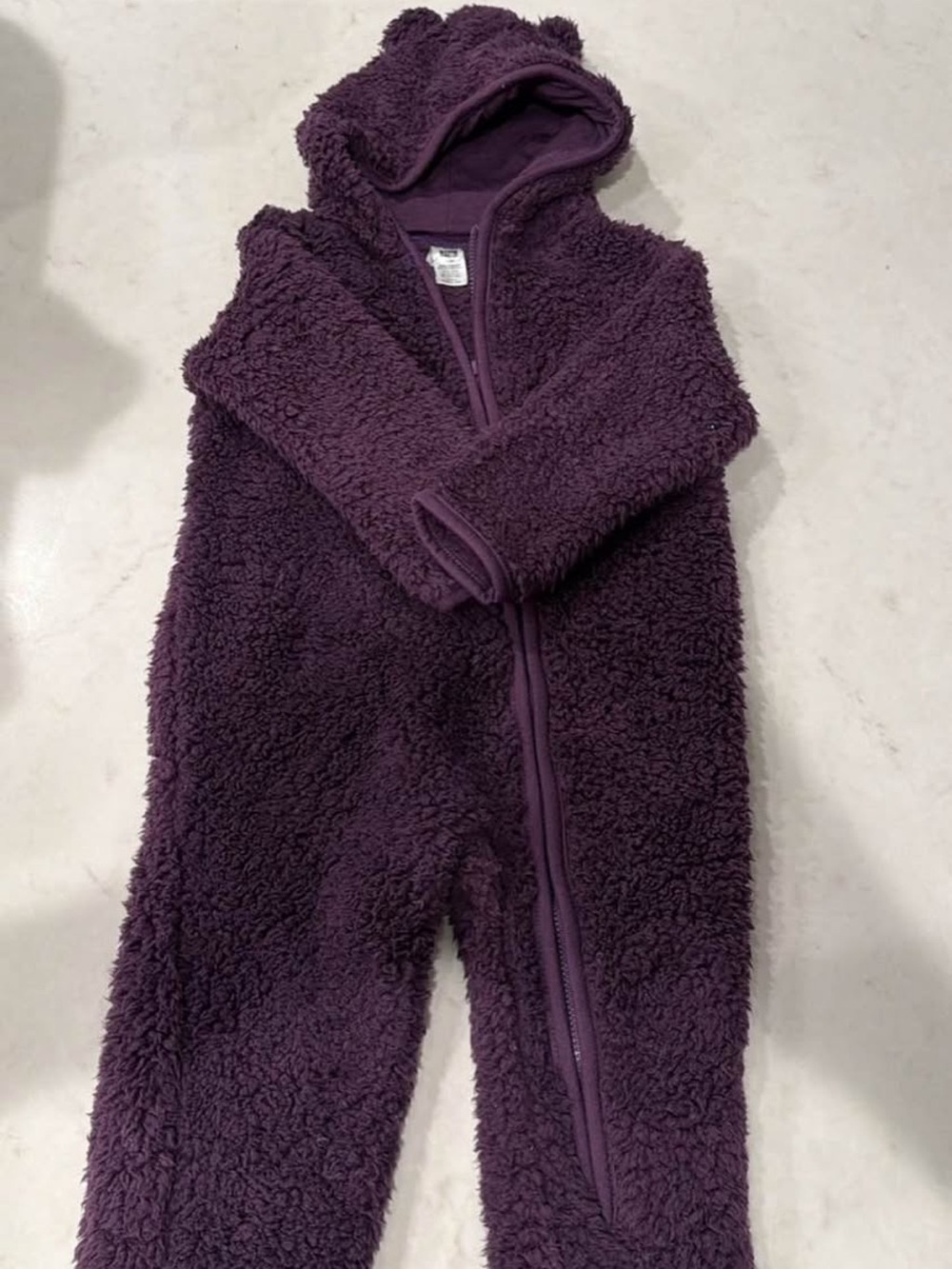 Carter's Plush Sherpa Hooded One-Piece in Plum